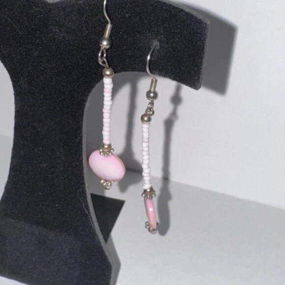 Pink Coin Mother Of Pearl Earrings - Picture 5 of 7